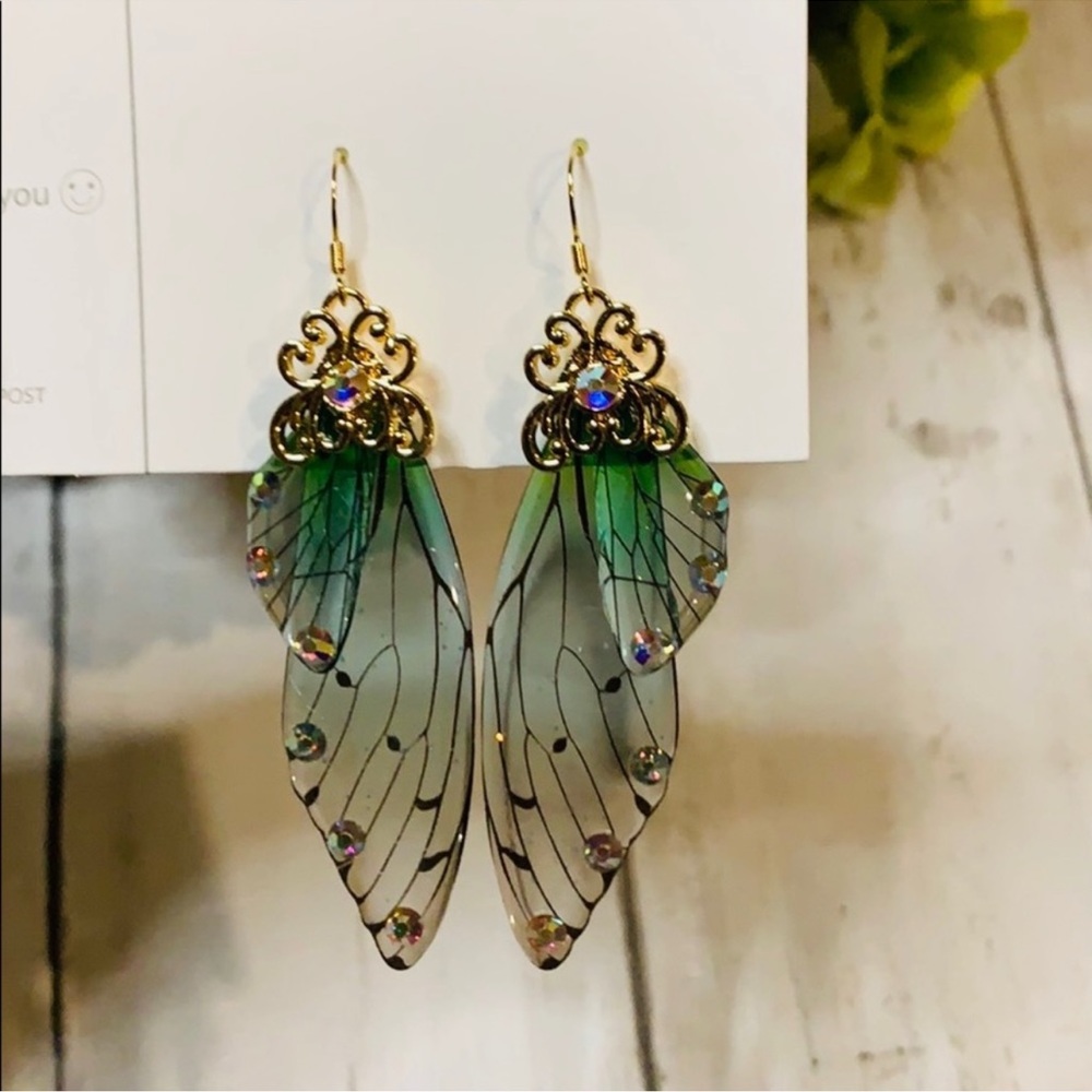 Whimsical Fairy Butterfly Wing Earrings View 2